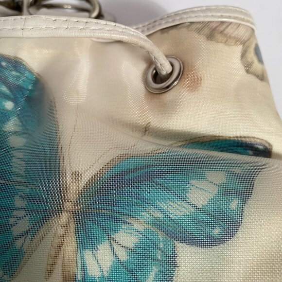 Vintage 90s Nordstrom BUTTERFLY Mesh & Leather Backpack, made in Italy - Picture 12 of 15